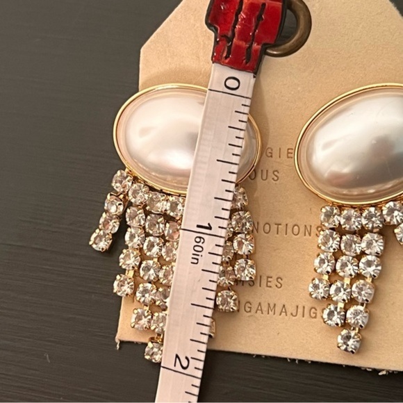 Anthropologie Crystal Fringe Pearl Earrings NWT - Picture 5 of 5